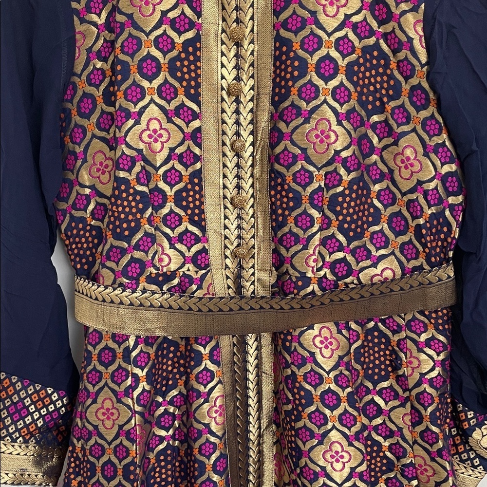 Indian, Pakistani afghani Elegant Purple and Gold Long Kurta Dress - Picture 9 of 12